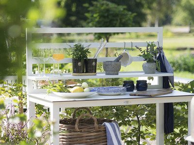 ÅMINNE UTEKÖK/ARBETSBÄNK KOMPLETT VIT ALUMINIUM